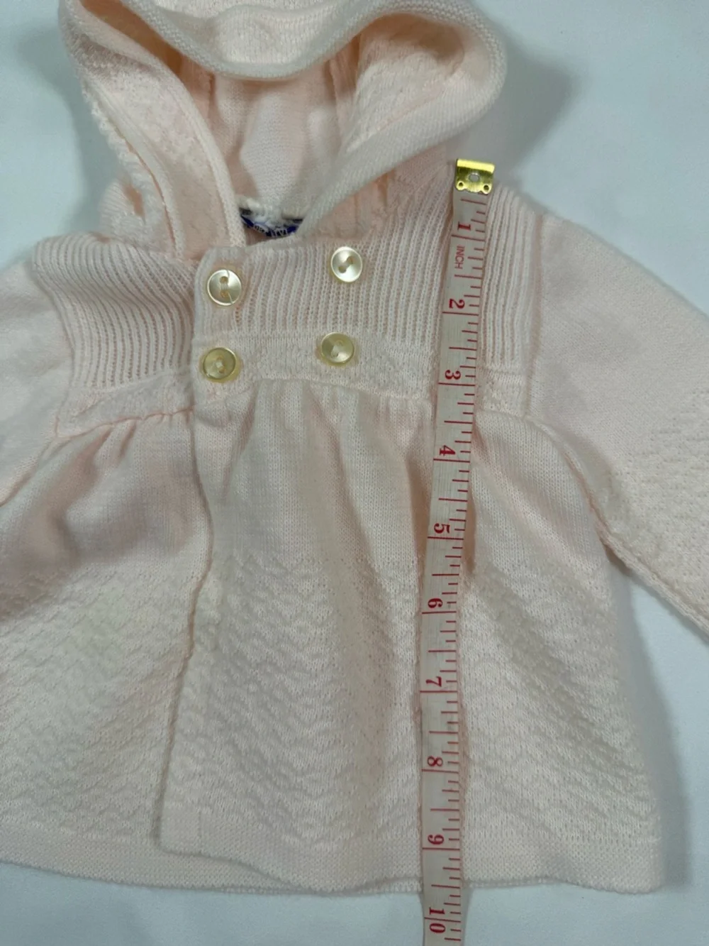 VINTAGE SEARS Girls Hooded‎ Knit Sweater Jacket 3-6 Months Cottagecore Heirloom